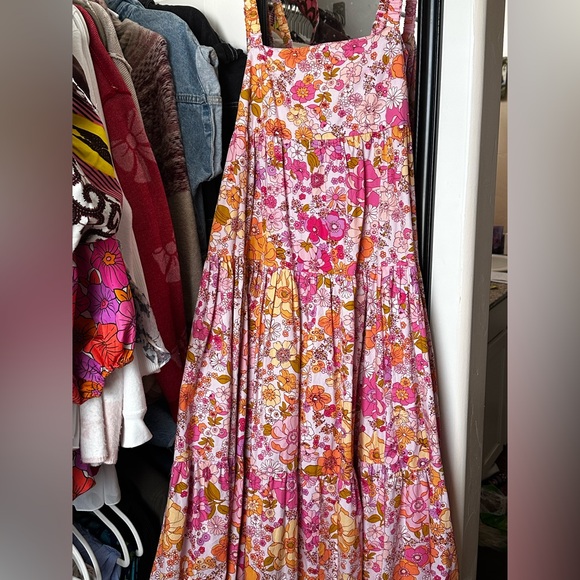 Floral Pink and Orange Maxi Dress - Picture 2 of 5